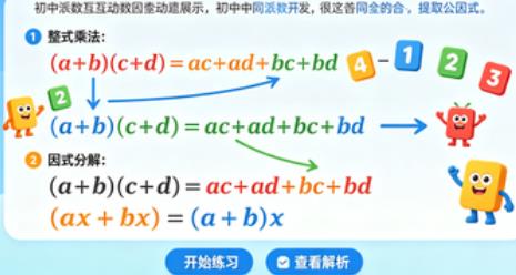 初中代数互动教学-整式乘法与因式分解动画